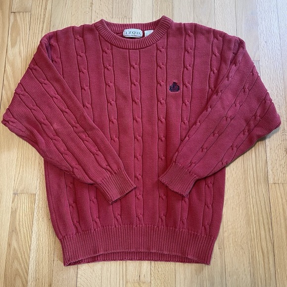 Izod Lacoste Sweaters - Vintage IZOD Lacoste Crewneck Sweater Small Green Cable Knit